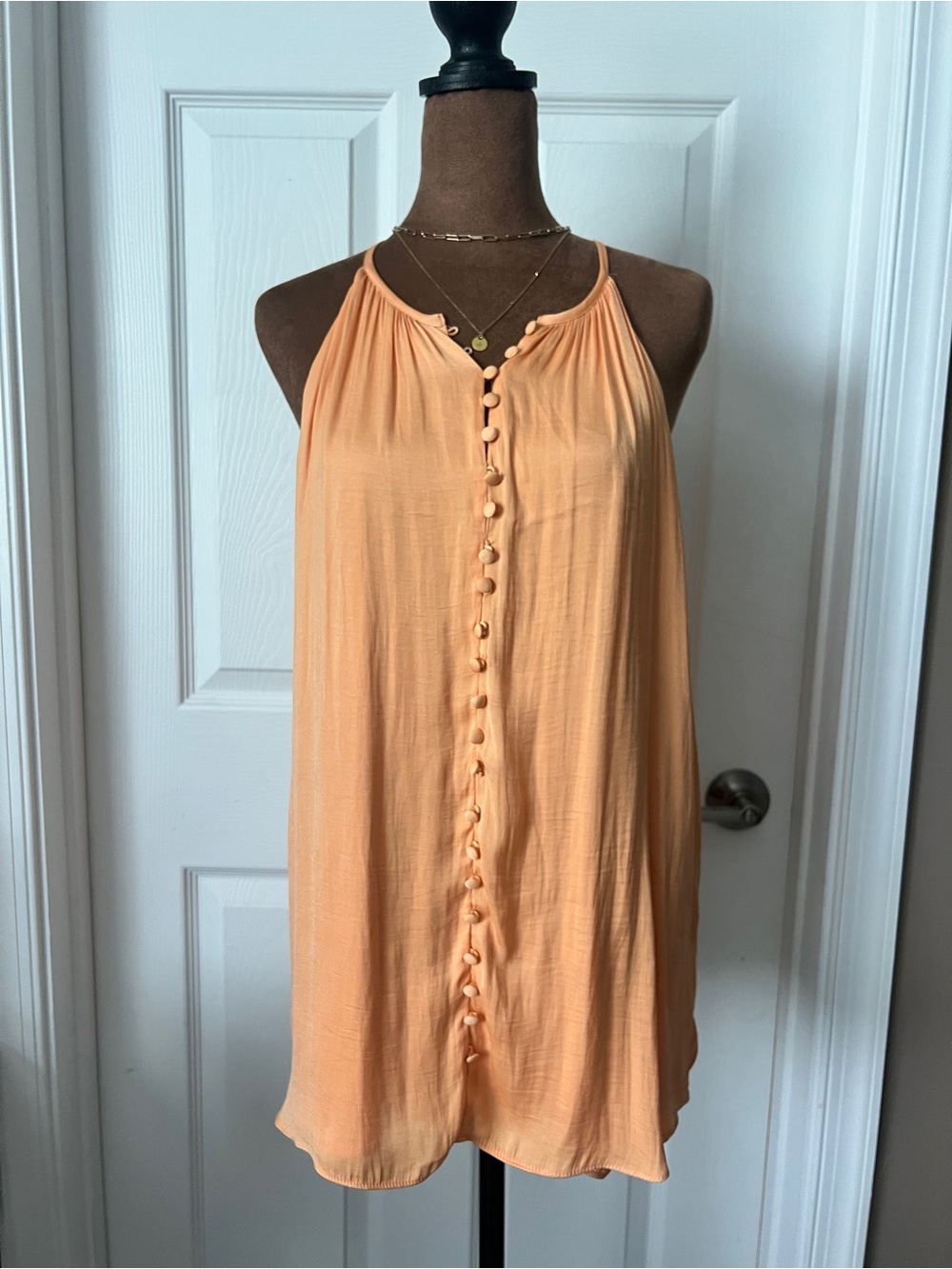 Philosophy Orange Button-Front Halter Top